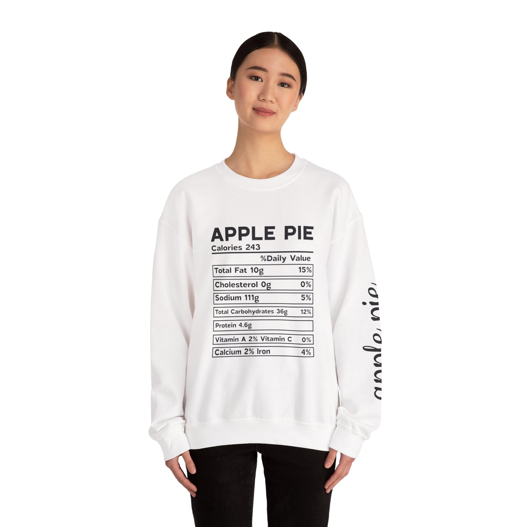 Apple Pie Nutrition Crewneck Sweatshirt — Fun Food Label Graphic Pullover