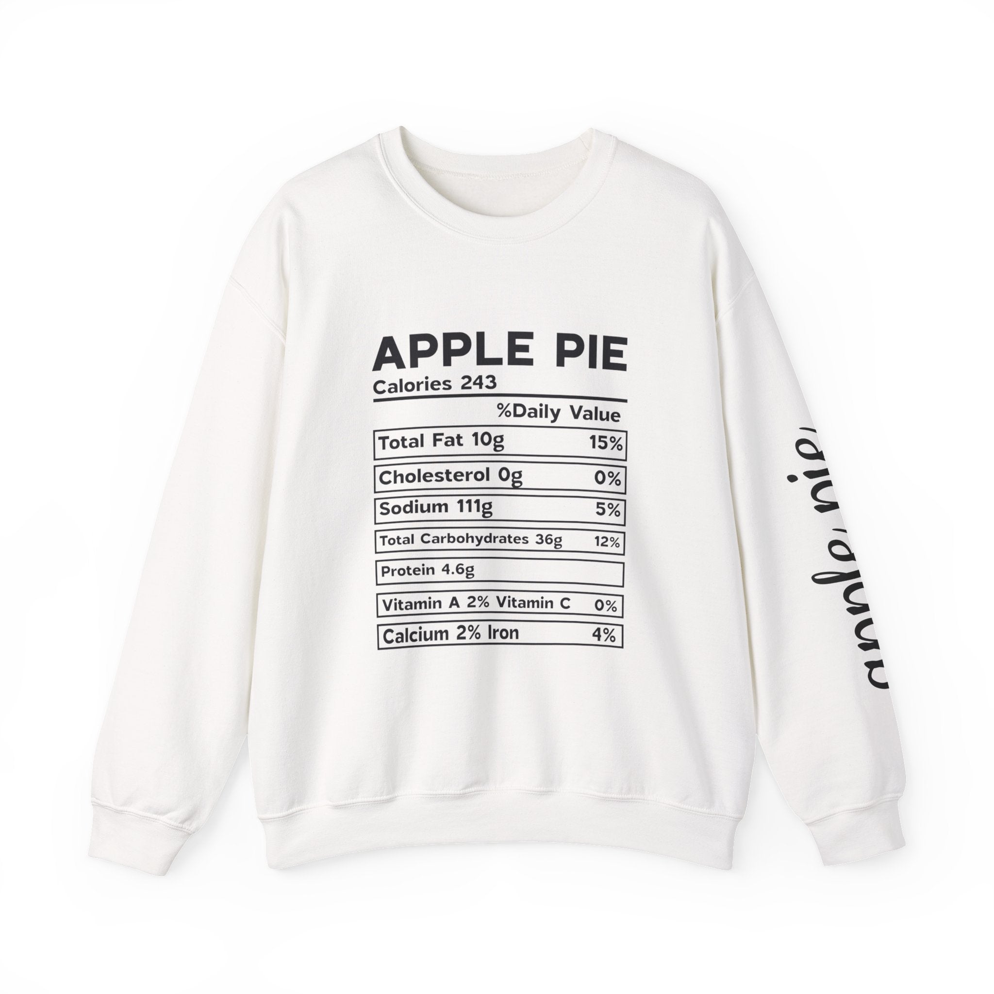Apple Pie Nutrition Crewneck Sweatshirt — Fun Food Label Graphic Pullover