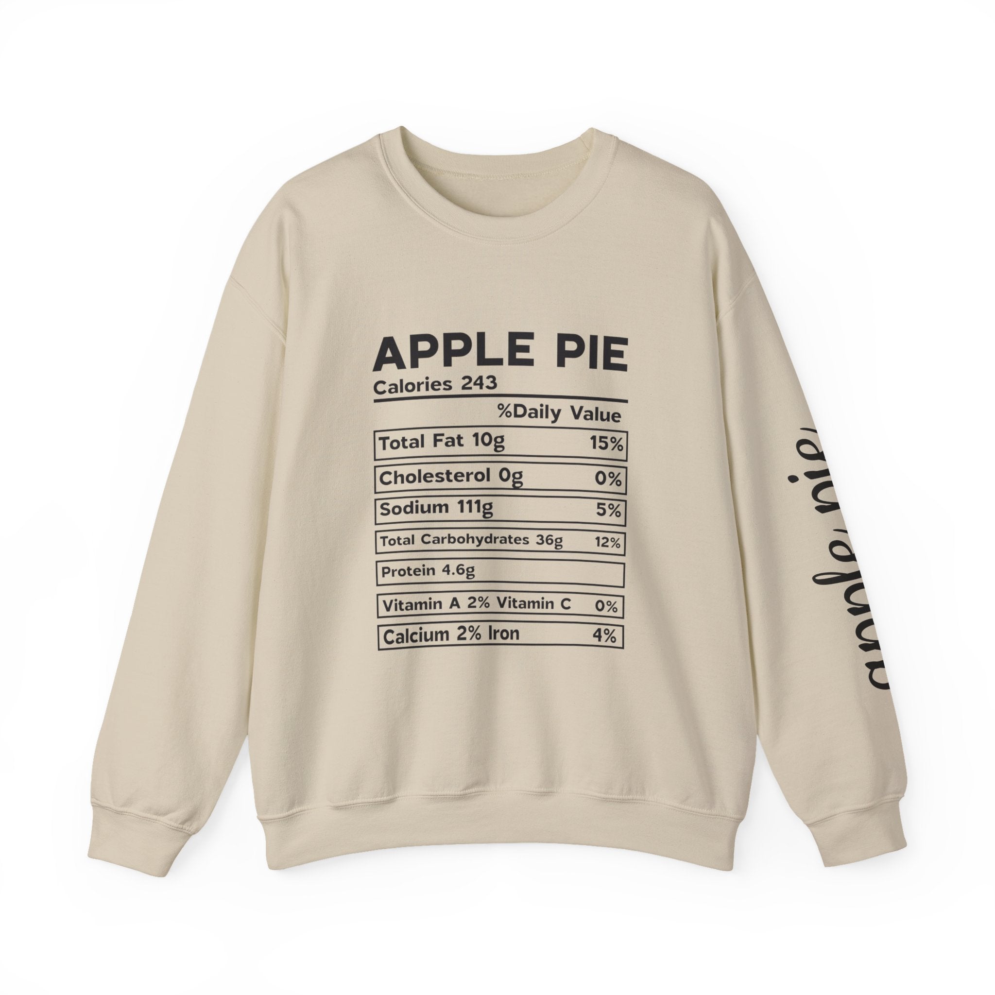 Apple Pie Nutrition Crewneck Sweatshirt — Fun Food Label Graphic Pullover