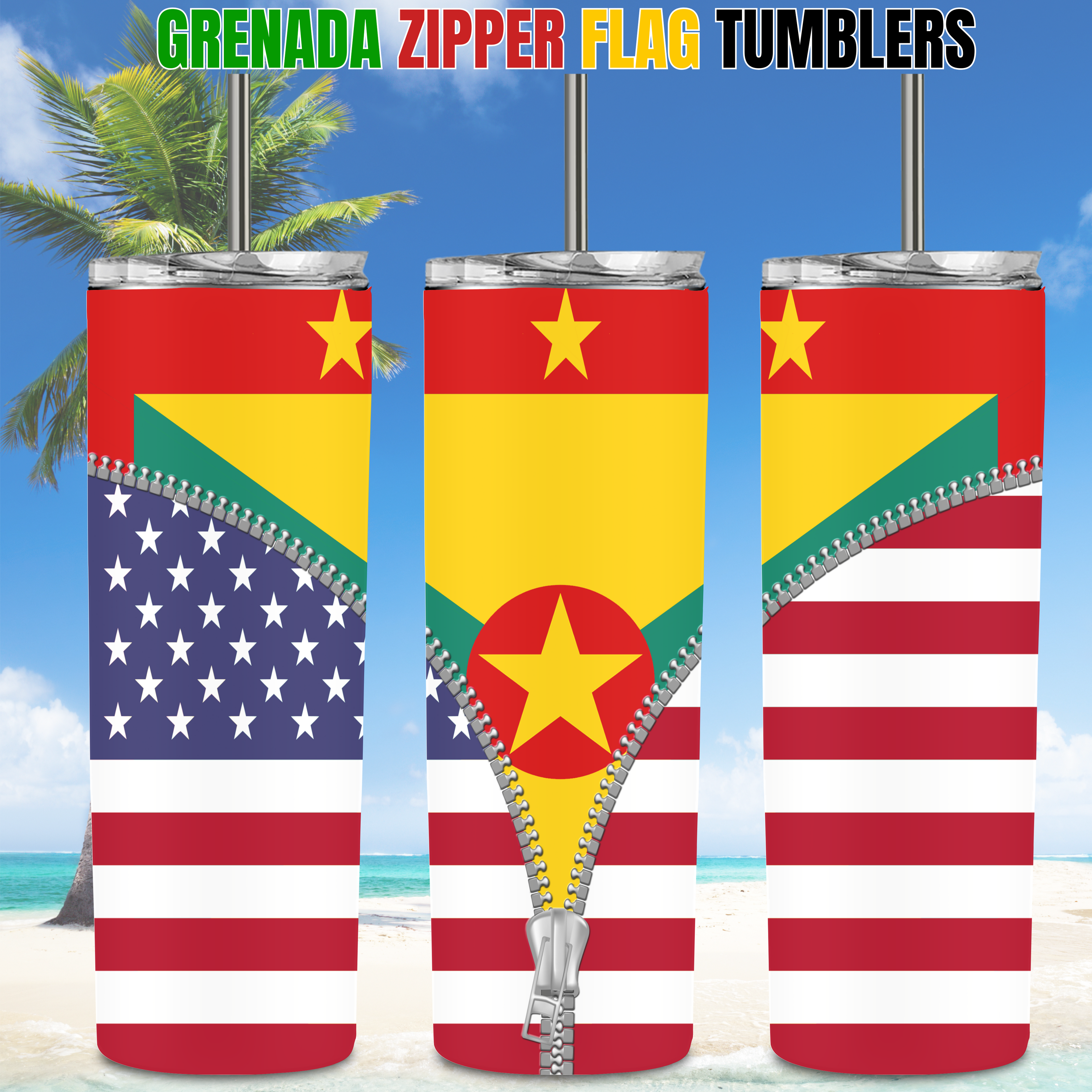 American/Caribbean Flag Tumblers